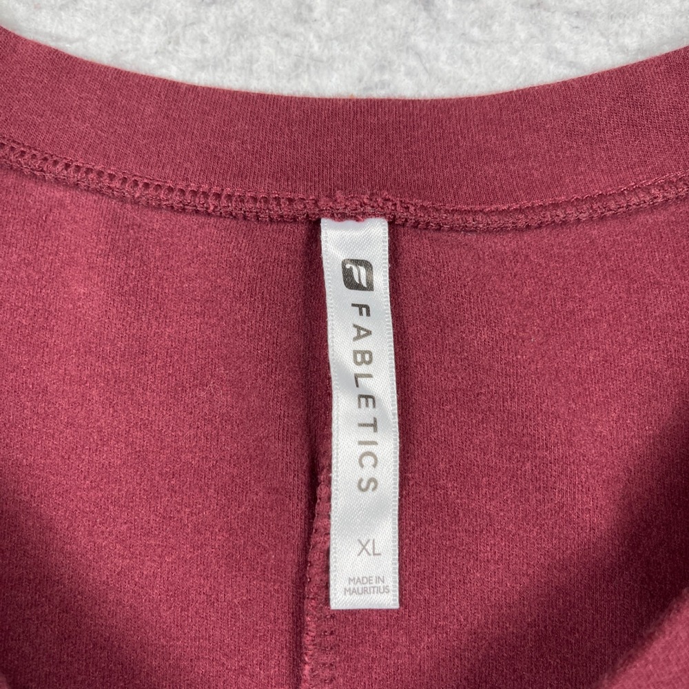 Fabletics Sweatshirt Womens XL Burgundy Cinch Tie Cuff‎ Long Sleeve Athleisure - Picture 3 of 7